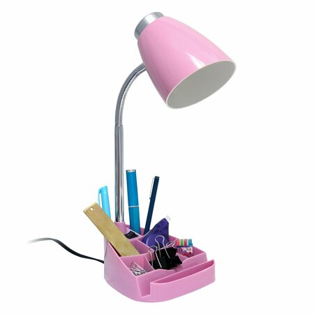 Creekwood Home 18.5-in. Flexible Gooseneck Organizer Desk Lamp with Phone/iPad/Tablet Stand, Pink CWD-1001-PN
